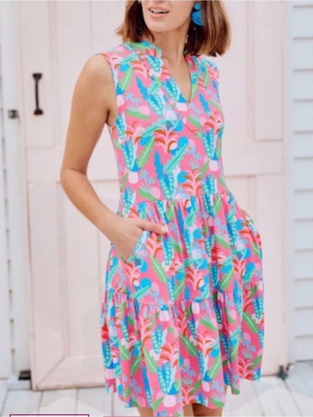 Mary Square Pink Newport Island Dreams Dress xxl new floral resort stretch tank